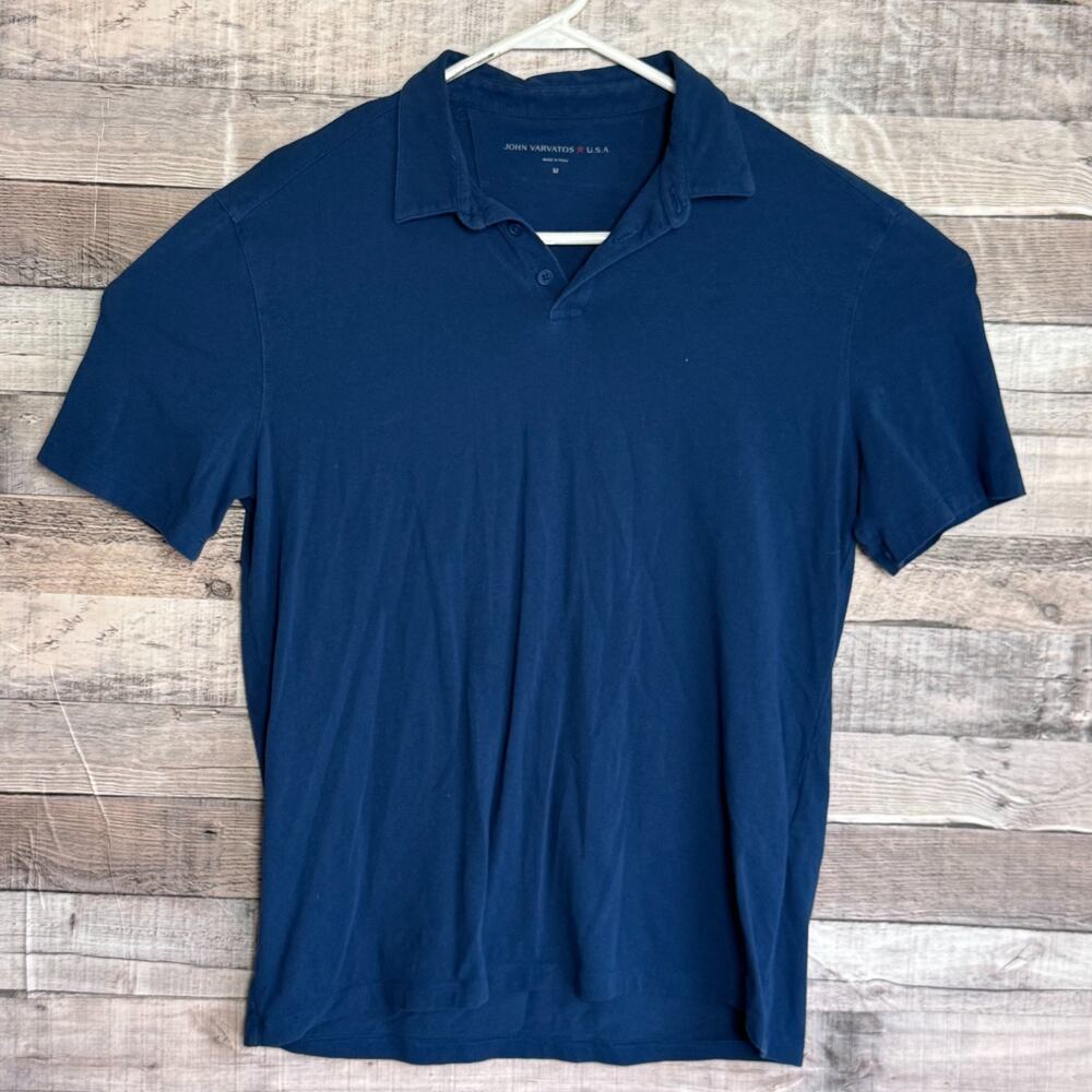 John Varvatos Mens Star USA Polo Shirt Medium Blue Classic Preppy Business